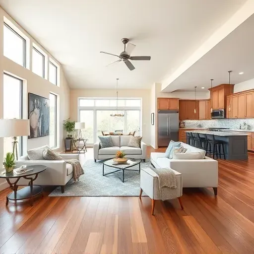 Beautiful Keller, TX home interior featuring a modern open living space, hardwood floors, large windows, and stylish decor.