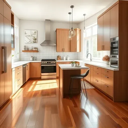Modern remodeled Burleson home interior featuring spacious living area, sleek furnishings, large windows, and a stylish kitchen.