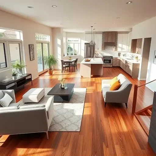 Contemporary living room remodel in Carrollton TX featuring hardwood floors, modern furniture, and natural light.