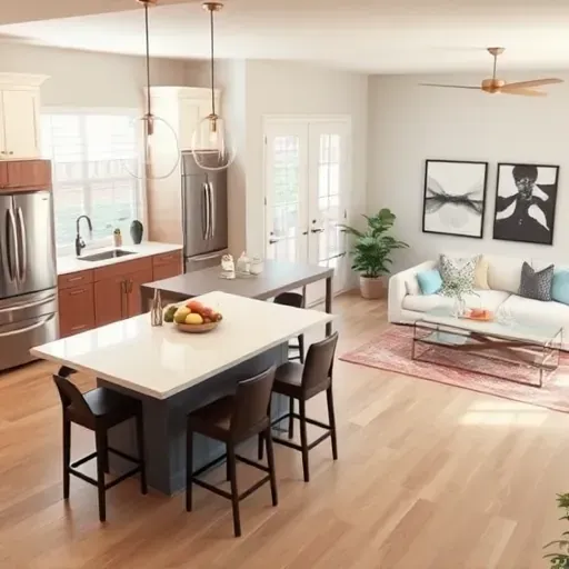 Modern kitchen remodel in Bedford TX with quartz countertops, custom cabinetry, and a cozy dining area showcasing luxury.