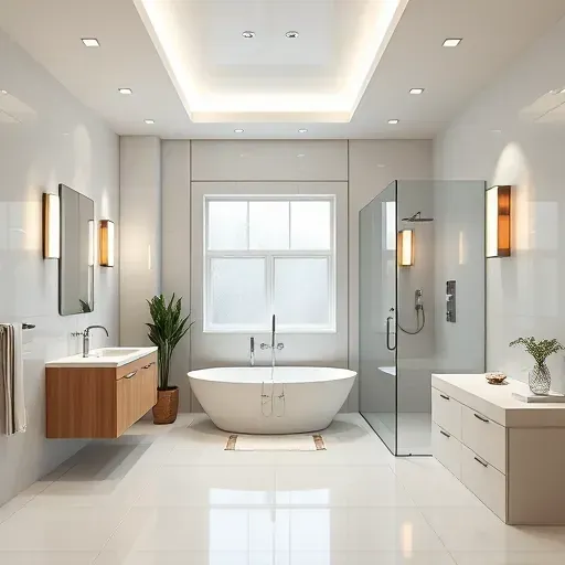 Modern Arlington TX bathroom with sleek lighting fixtures, organized wiring, illuminated mirrors, and contemporary fixtures