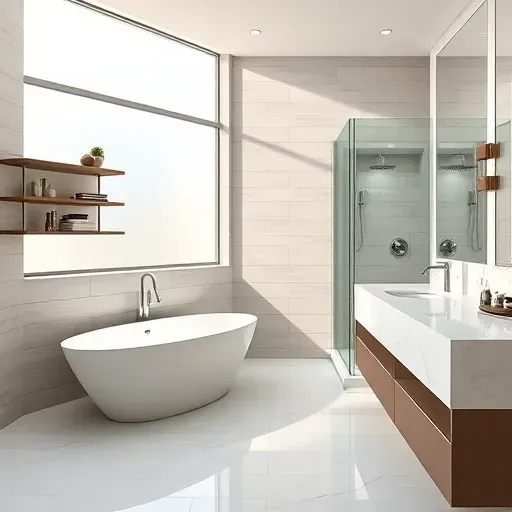 Beautiful modern bathroom in Little Elm, TX featuring a freestanding tub, marble countertop, walk-in shower, and sleek design.