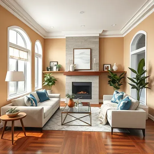 Inviting living room in Lewisville TX blends modern and traditional design with plush furniture and elegant decor.