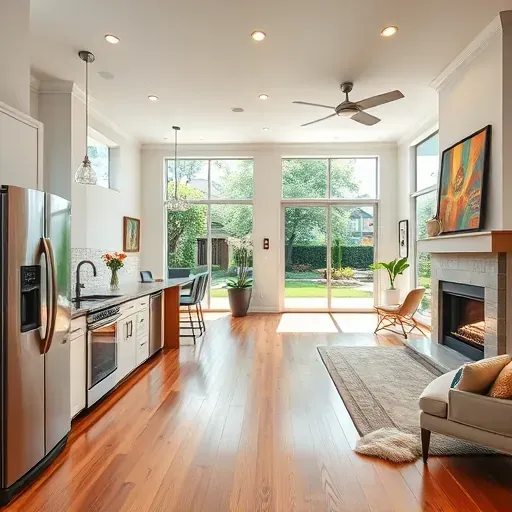 Modern kitchen remodel in Argyle TX with stainless steel appliances, polished granite, and an inviting living area.