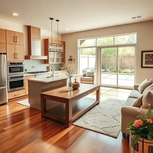 Completed home remodeling in Hurst TX showcasing a modern kitchen, inviting living room, and serene backyard.