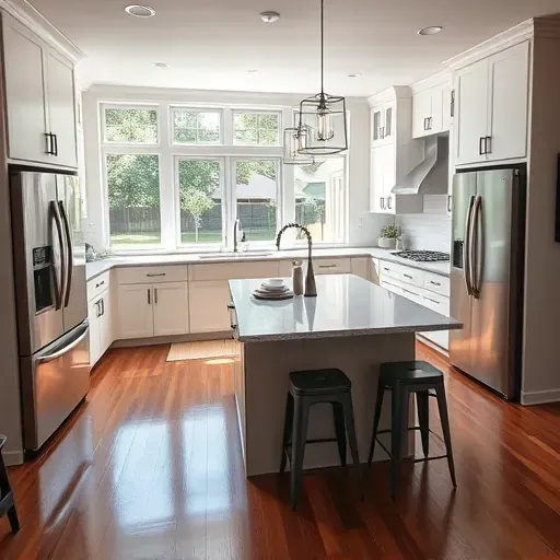 Beautifully renovated kitchen in Highland Village TX with modern cabinetry, stainless-steel appliances, and quartz countertops.
