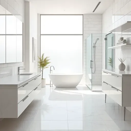 Remodeled Burleson, TX bathroom with marble countertops, freestanding tub, glass shower, modern fixtures, and natural light.