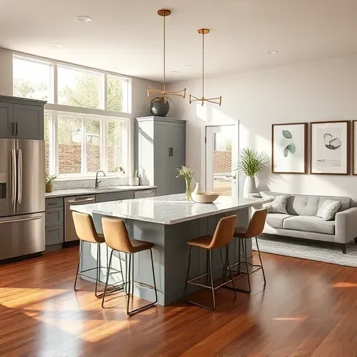 Modern kitchen remodel in Coppell TX with custom cabinetry, quartz countertops, and a spacious island, blending elegance and function.