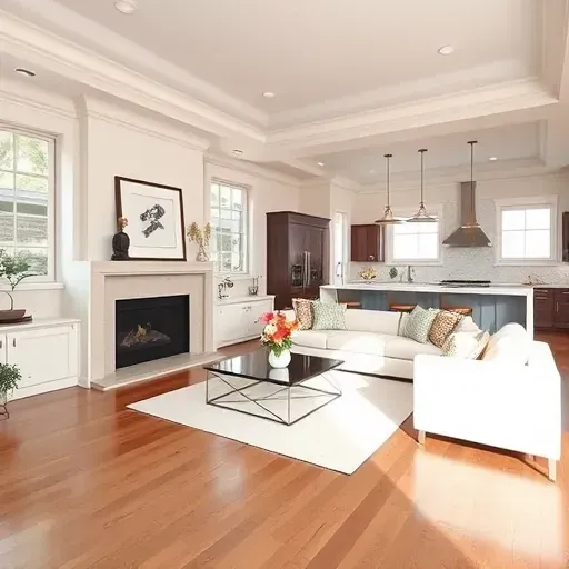 Completed home remodeling project in Colleyville TX featuring a modern cozy living room with elegant decor and lighting.