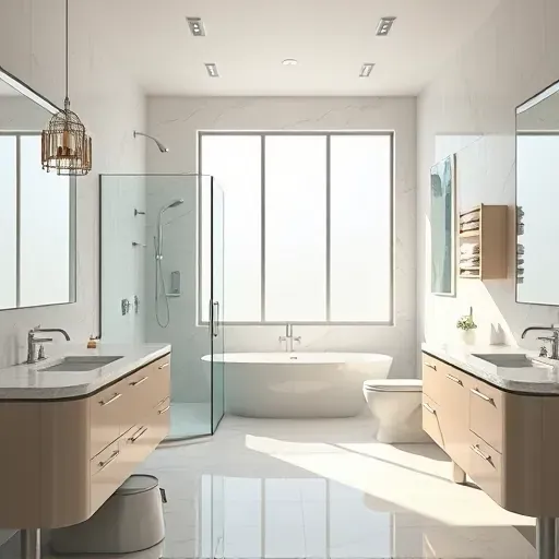 Remodeled Cedar Hill bathroom with walk-in shower, marble countertops, modern fixtures, neutral tones, natural light.