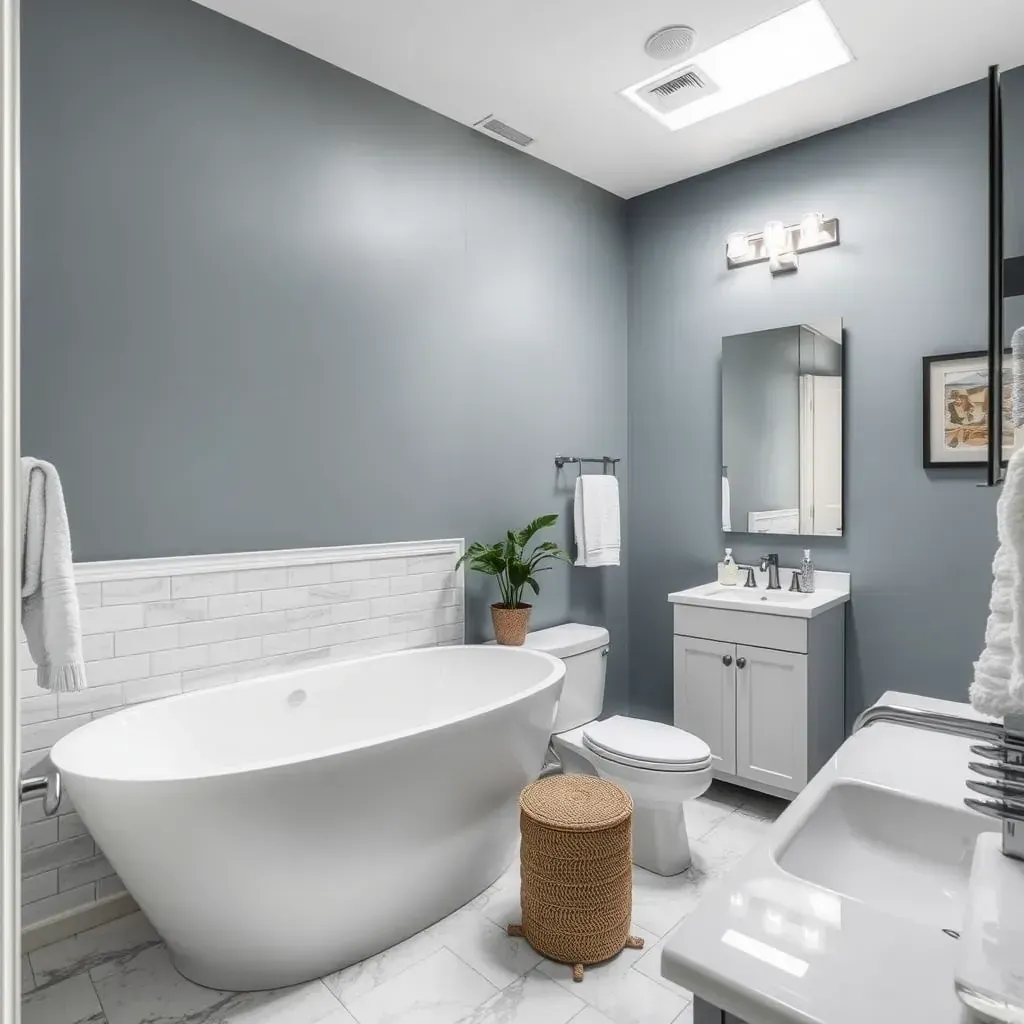 Spacious, modern McKinney bathroom with sleek tiles, walk-in shower, freestanding tub, marble vanity, and elegant lighting.