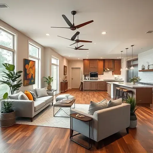 Contemporary Euless TX living room with elegant furnishings, modern light fixtures, and a stylish open layout.