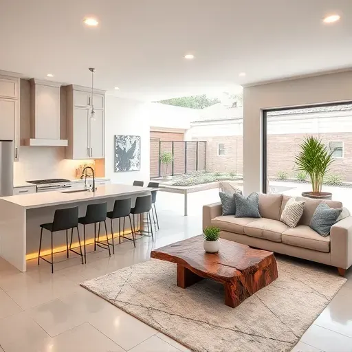 Stunning open-concept kitchen and living area in McKinney TX featuring modern finishes and a seamless indoor-outdoor flow.