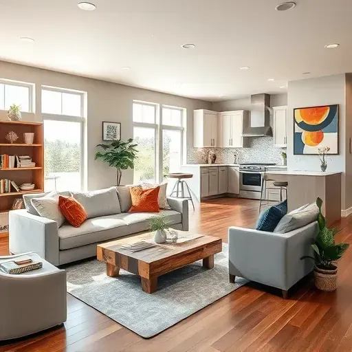 Home remodeling in Grapevine TX featuring a stylish living room with modern furnishings, natural light, and elegant decor.