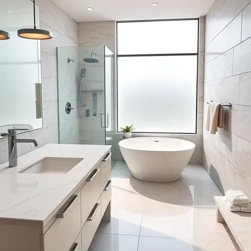 Beautifully remodeled bathroom in Hurst, TX with marble countertops, glass shower, freestanding tub, and modern fixtures.