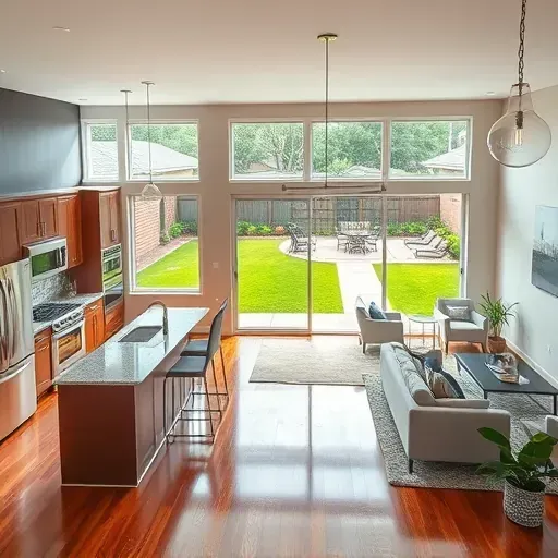 Completed Hurst, TX home remodel with sleek kitchen, hardwood floors, spacious living, and landscaped backyard.
