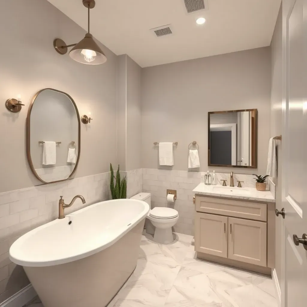 Modern bathroom remodel in Little Elm, TX featuring sleek fixtures, ambient lighting, and stylish decor.