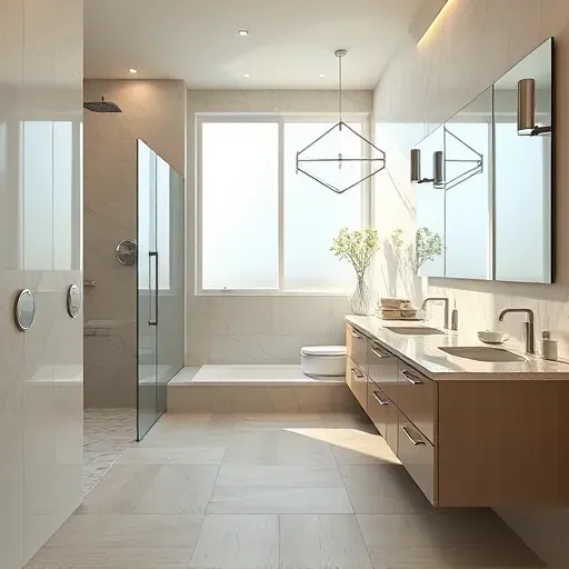 Remodeled Euless, TX bathroom with marble countertops, walk-in shower, brushed nickel fixtures, and neutral decor.