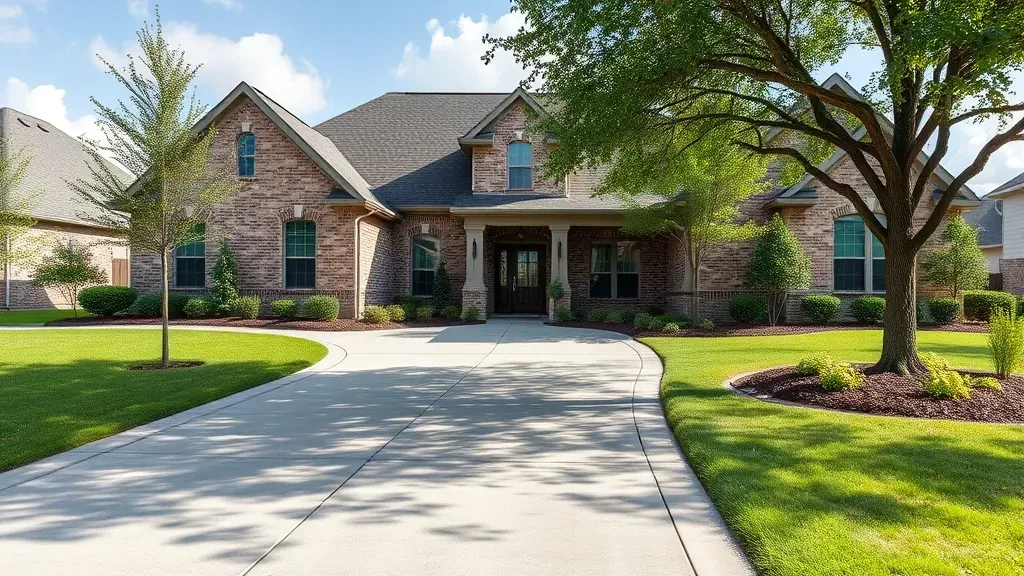 Concrete Driveways projects in Arlington TX showing various designs and finishes for residential homes