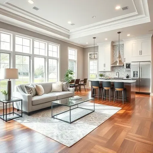 Beautifully remodeled living room in Richardson TX featuring modern decor, natural light, and elegant design elements.