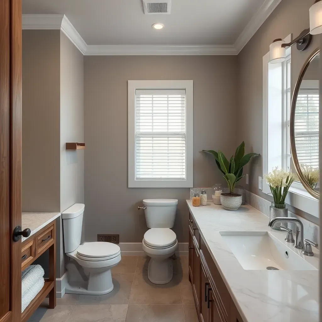 Contemporary Mansfield, TX bathroom with marble countertops, glass shower, soaking tub, modern fixtures, and stylish tile accents.