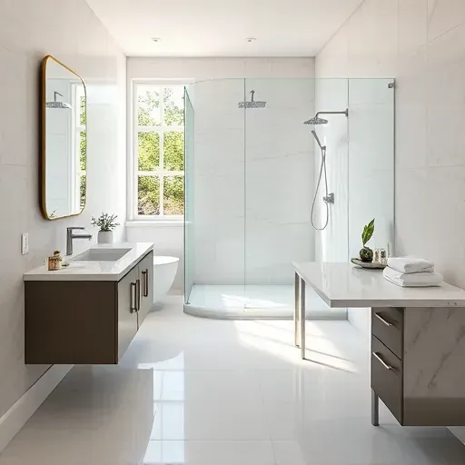 Freshly remodeled bathroom in North Richland Hills TX with modern fixtures, spacious shower, and serene ambiance.