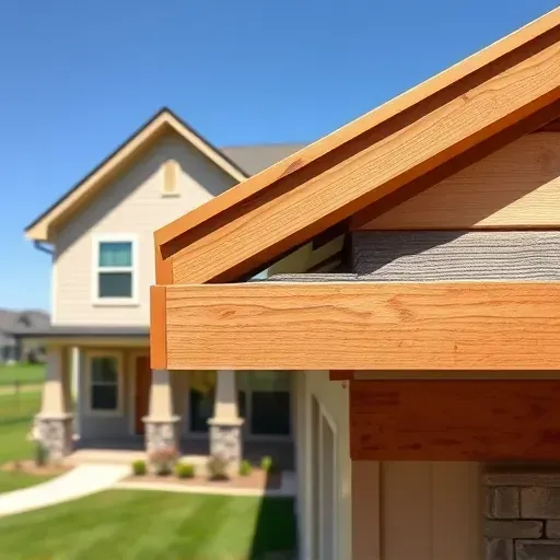 Close-up of finished trim and fascia on a modern Arlington TX home showing clean lines, smooth surfaces, and warm wood finish