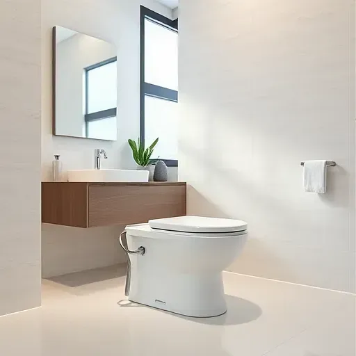 Newly installed modern white toilet in a sleek Arlington bathroom with neutral tiles, soft lighting, and minimalist decor