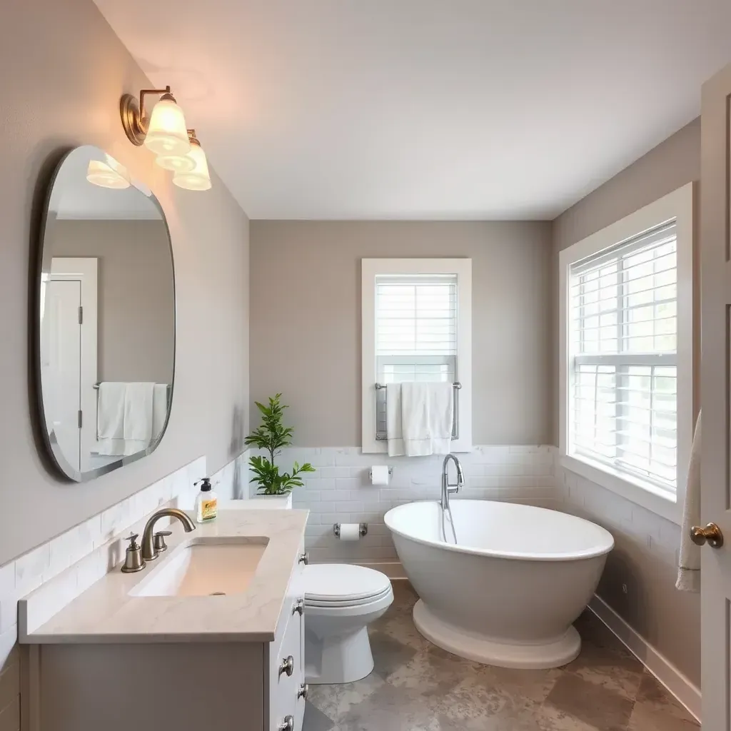 Beautiful modern bathroom with marble tiles, glass shower, soaking tub, double vanity, and natural light in Euless, TX.
