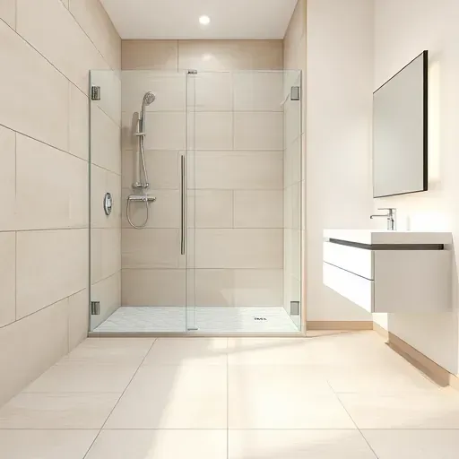Modern waterproofed bathroom with water-resistant tiles, glass shower enclosure, sleek fixtures, and minimalistic vanity in Arlington Texas