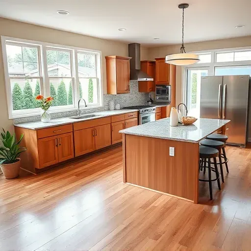 Stunning home remodel in Roanoke, TX featuring a bright modern living room, sleek kitchen with quartz counters, and lush backyard patio.