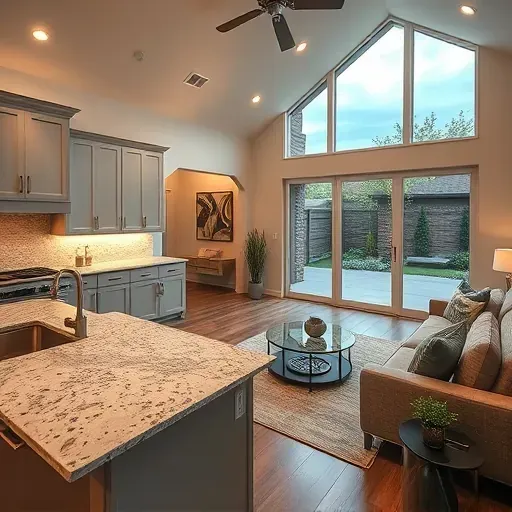 Sophisticated home remodeling in Carrollton TX features a modern kitchen and living area with elegant design elements.