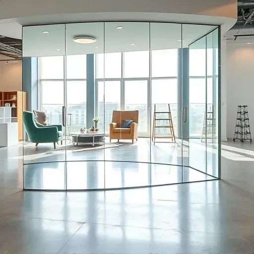 Modern mirror and glass installation in Arlington TX with sleek frameless panels and polished upscale interior