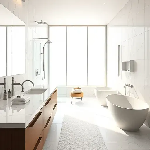 Renovated Euless, TX bathroom with marble countertops, frameless shower, brushed nickel fixtures, and bright, airy design.