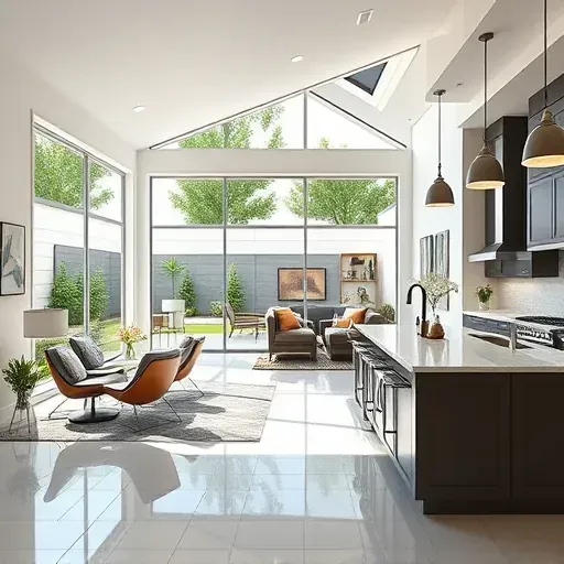 Remodeled Grand Prairie TX home featuring a modern living room, hardwood floors, sleek furniture, bright windows, and an open kitchen.