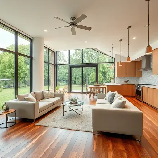 Remodeled Bedford, TX home interior featuring modern design, sleek furniture, hardwood floors, and bright natural light.
