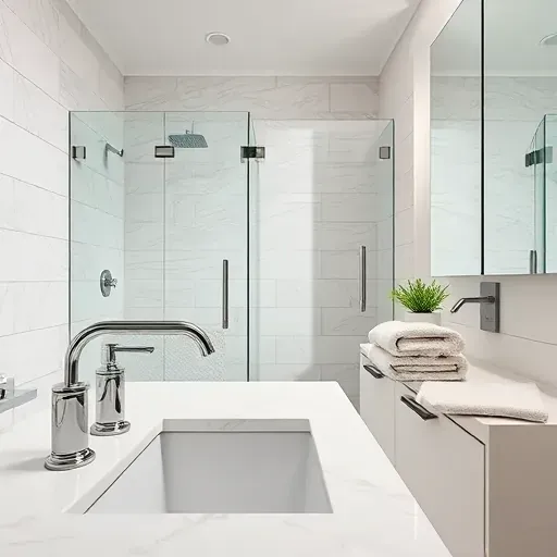 Beautiful renovated bathroom in Prosper, TX with modern fixtures, marble countertops, walk-in shower, and natural lighting.