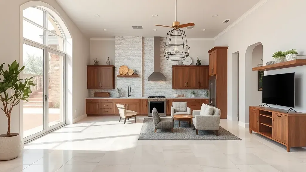 Home Remodeling in Keller, TX showcasing modern kitchen design and elegant living spaces.