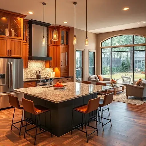 Modern kitchen remodel in Denton TX features high-end appliances, stylish cabinetry, and inviting lighting in a spacious layout.