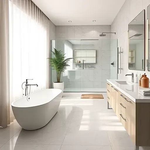 Renovated Dallas bathroom with modern fixtures, sleek tiles, marble countertops, walk-in shower, and natural light.