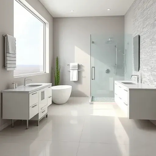 Remodeled Grand Prairie, TX bathroom featuring a white soaking tub, walk-in shower, marble vanity, and modern design.