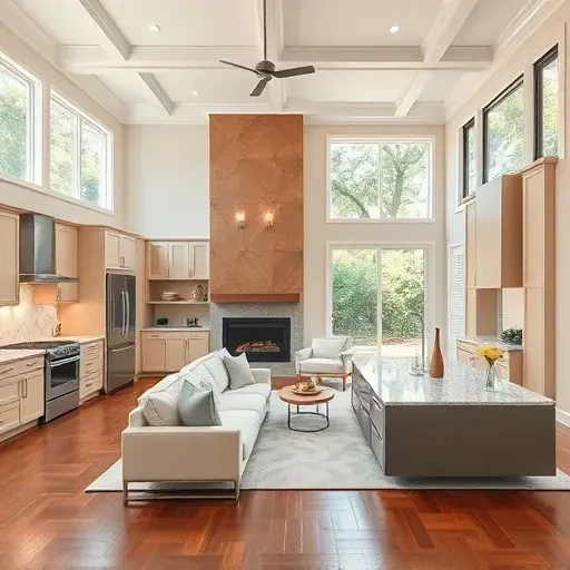 Stunning open-concept living space in Dallas with high ceilings, modern design, and inviting decor showcasing a recent remodel.
