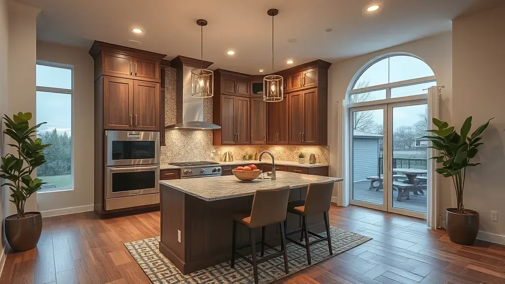 Remodeled Burleson home interior with open living, hardwood floors, modern furniture, stainless kitchen, and elegant decor.