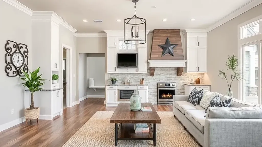 Finished luxury home remodel in Plano, TX featuring a modern kitchen with sleek cabinetry, granite countertops, and stylish lighting.