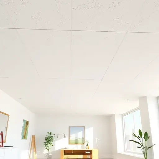 Freshly repaired drywall and ceiling with seamless white surfaces, precise edges, and textured details in a modern well-lit interior