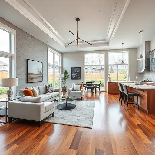 Renovated Farmers Branch, TX kitchen with modern wood cabinetry, granite countertops, stainless steel appliances, hardwood floors, and open-concept design.