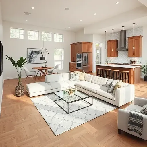 Beautifully designed living area in Denton, TX, showcasing a cozy open floor plan with elegant furnishings and modern elements.
