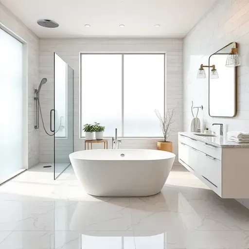 Beautiful renovated bathroom in Little Elm, TX with marble floors, subway tile walls, free-standing tub, and modern fixtures.