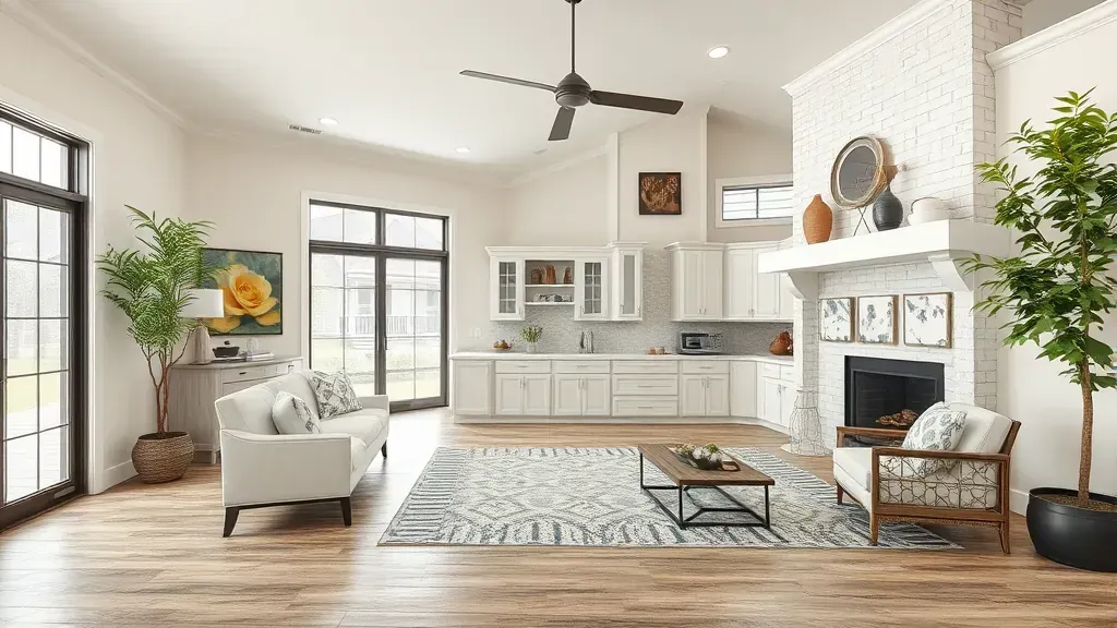 Home Remodeling in Trophy Club, TX with a modern kitchen and stylish living area design.