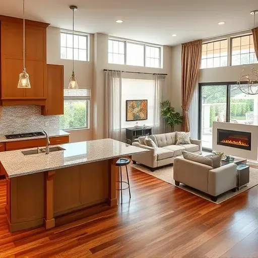 Modern kitchen remodel in North Richland Hills TX with warm cabinetry, polished granite, elegant light, and inviting design.